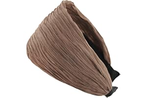 ‎AXY axy Breiter Haarreif mit Plissierter Stoff in Tuchoptik - Wunderschön Damen Stirnband Haarschmuck Haarreifen HR32B (Braun)