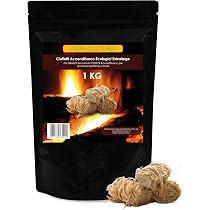 Accenditore Per Barbecue E Camino Zarelo: 100% Naturale E Senza Plastica! 2 Sacchi Di Iuta Da 50 Pezzi, In Legno E Cera, Sostenibili E Con Marchio FSC. Accensione Rapida E Senza Fumo