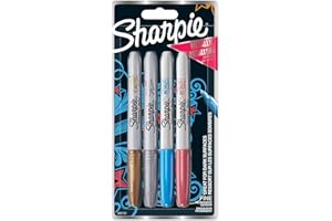 SHARPIE Marqueurs Métallisés Permanents Pointe Fine Assortiment de Couleurs Lot de 4