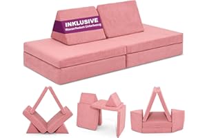 Linodino® Spielsofa | Kindersofa aus Schaumstoff Bausteine - Spielsofa für Kinder & Kuschelecke im Kinderzimmer [OHNE Harte Teile] | Korallen Rosa