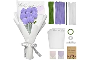 YoHyien Scovolini Colorati per Lavoretti, Scovolini per Pipa tulipano, Ciniglia Colorati Con accessori e istruzioni, Fili di Ferro Pelosi, Pulisci Pipa per DIY Decorativi Artigianato (Viola)