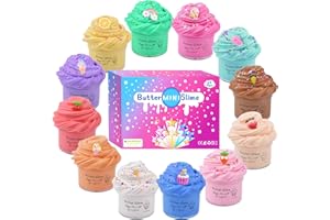Petyuioyu Fluffy Slime Set,12 Pack Butter Slime Set zum Selbermachen,Super Weich und Nicht Klebrig,Schleim Kinder Poopsie Slime Surprise Spielzeug,Schleim Selber Machen Set für Mädchen Jungen