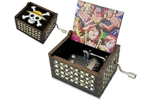 Meloditrunk Nero Carillon in Legno a Tema Anime per One Piece, Mini Antico Intagliato della Manovella Carillon in Legno Giocattolo, Idea Regalo per Famiglia, Amici, Capodanno e Compleanno