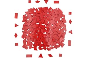 ANKTILY 200g Stained Glass Mosaic Tiles, 230 Pieces Square Triangle Rhombus Rectangle Shape Glass Pieces for Mosaic Making Projects (Red)