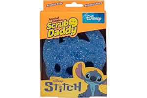 Scrub Daddy Disney Stitch zestaw gąbek do mycia naczyń, wrażliwe na temperaturę gąbki do czyszczenia kuchni z motywem Smiley, bez zarysowań, do garnków i zastawy stołowej, można myć w zmywarce