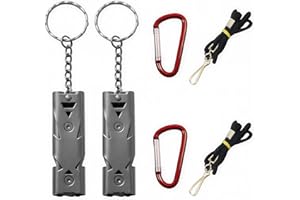 CTRICALVER 2 silbatos de Supervivencia para emergencias | Silbatos de Seguridad de Doble Tubo | Silbato de Supervivencia con cordón y Llavero para Acampar, para adiestrar Mascotas