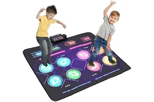 EULEUY Dubbel dansmatta för barn med fyra tävlingslägen, 8 LED-displayer, lämplig för dansleksaker för barn, pojkar och flickor från 3, 4, 5, 6, 7, 8 år