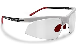 SNATCH Lunettes de Vélo Running Cyclisme Sports Photochromique Polarisée - Pont Nasal Réglable - Poid 19gr. - Earthquake by Italy (Mat Black/Shiny White/Red, Photochromique)