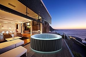 SHATCHI Aurora Delight 6 Bathers Bubble Spa Portable Inflatable Quick Heating Round Hot Tub, Smoky Grey