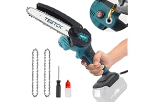 TEETOK Mini Chainsaw Cordless 6-Inch Handheld Chainsaw for Makita 18V Battery Portable Electric Chainsaw with 2 Chains & Oiler System for Courtyard Garden Household Tree Branch Trimming (Tools only)