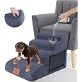 Escalier Pour Chien 3 Marches - Housse Lavable, Antidérapant, 40x57x40 Cm, Pour Canapé Ou Lit, Animaux âgés