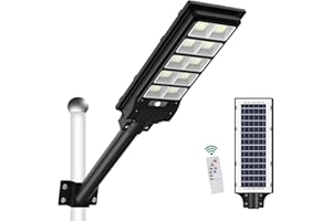 papasbox Réverbère Solaire LED 500W avec Télécommande | Lampe de Sécurité à énergie Solaire 6500K avec Détecteur de Mouvement | Réverbère Solaire d'extérieur