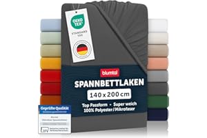 ‎BLUMTAL Blumtal® Spannbettlaken 140x200 cm - Bettlaken aus Microfaser - Oekotex zertifiziertes Spannbetttuch / Spannbettlaken - Leintuch - Bettspanntuch - Laken - Anthrazit