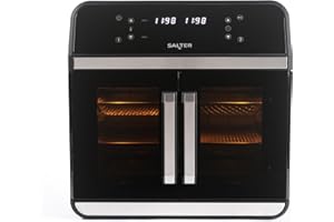 Salter XL Air Fryer Oven – 15L, Cook Over Multiple Levels, 6 Presets, Oil-Free Multicooker, Includes Non-Stick Cooking Racks & Rotisserie Accessories, Double Door Opening With Windows, 2300W