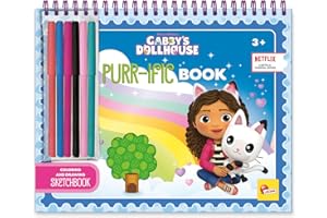 LISCIANIGIOCHI Lisciani - GABBY'S DOLLHOUSE - PURR-IFIC Colouring & Drawing Book For Children From 3 Years - 30 Customisable Pages - With Stickers & 6 Markers - Gabby's Dollhouse