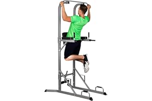 ‎SCSPORTS ScSPORTS® Power Tower - mit Klimmzugstange, Dip Station, Liegestützgriffe, bis 120 kg - Multifunktionaler Kraftturm, Fitnessturm, Kraftstation, Klimmzugstation für Fitness, Training, Zuhause