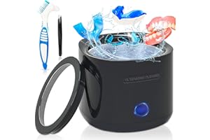 DEBATLOG Ultrasonic Cleaner Retainer Cleaning Machine: 42kHz Ultra Sonic Denture Cleaner - 180ML Portable Dental Cleaning Pod for Aligner Braces Mouth Guard