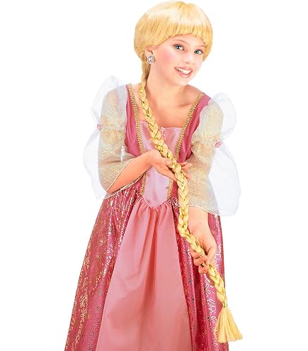 Parrucca Rapunzel Per Bambini – Treccia Lunga 68 Cm Con Tiara E Fiori, Fascia Elastica, Perfetta Per Costumi E Giochi Di Principessa