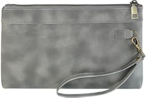 DingGuagua Bolso de Muñeca de Cuero para Hombre Bolso de Mano con Cremallera de Negocios Bolso