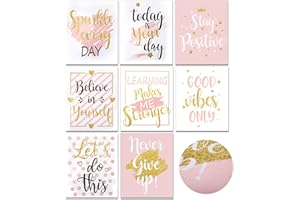 CLABBY 8 Pieces Colorful Girl Wall Art Self Inspirational Wall Art Positive Prints Motivational Posters Girls Wall Decor Teen Girls Room Inspirational Decorations for Girls Bedroom Classroom, 8 x 10 Inch