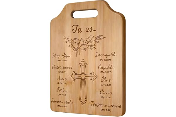 Idée de Cadeau Femme Chrétienne,Cadeau Religieux Original Noël - Planche à Découper en Bambou,Première Communion et Confirmation - Idée Cadeau Unique pour Noël ou Anniversaire (Femme & Homme)
