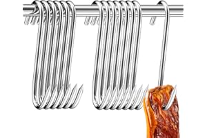NEUSID Meat Hooks, 20 PCS S-Shaped Smoking Hooks Stainless Steel Butcher's Hook 15cm Premium Metal Heavy Duty Hanging Hook Rack for Bacon Hams Roast Duck Cooking BBQ