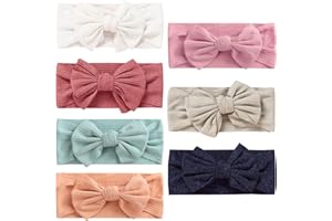 COUXILY bebé-niñas diademas de algodón suave arco anudada Hairband Headwrap Elastic Bow Turbante aros de pelo para niños bebés Set de regalo para niños