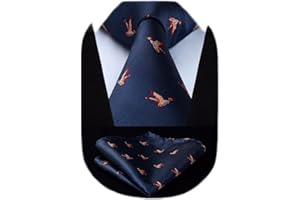 HISDERN Corbatas para Hombre con Motivo Animal Modernas Elegante Conjunto Corbata y Pañuelo de Boda Business