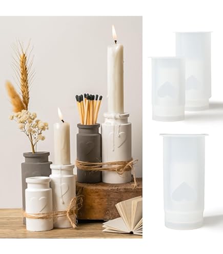 TNSLAND Raysin Silikonform Beton Silikon Gießform, Haus Betonformen Aus Silikon Für Kerzenhalter Mit Deckel & 5 Sealing Ring, Jesmonite Zementformen Für Kerzen, Silikonform Für DIY Vase
