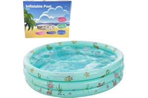 ALIANGTING Ocean Themed Paddling Pool, swimming pool for kids Paddling Pools with Inflatable Floor Easy to Install Inflatable Pool Suitable for both Children and Pets 1.4 * 0.4m（Green）