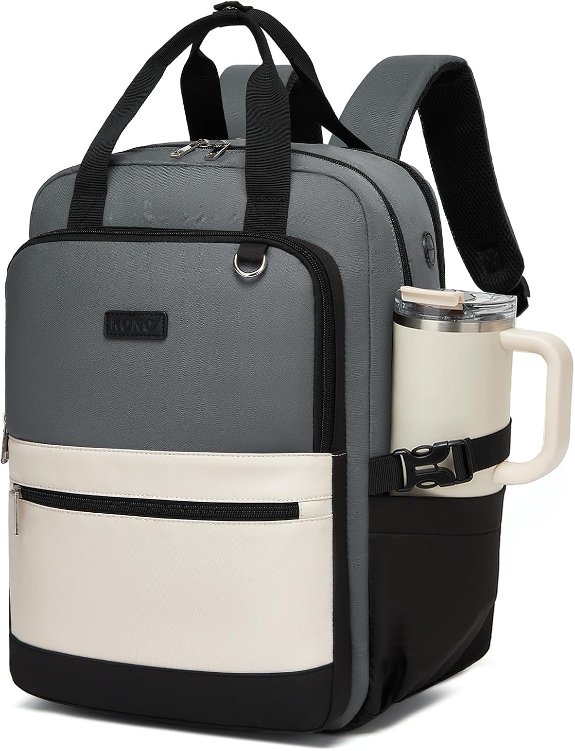 Kono Laptop Backpack Womens with Pouch Pocket for Large Capacity Cup, 15.6 Inch Laptop Bags for Women, Travel Backpack Water Resistant Large Rucksack for Work Business School College Teacher Girls
