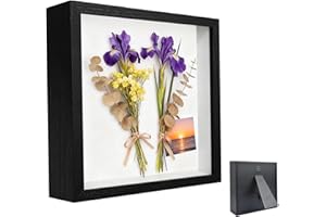 HUAMIRRA Cornice Portafoto 3D, Cornice Profonda da Riempire 20 x 20 cm, con Lastra Acrilica Trasparente, Cornice per Oggetti 3D Più Profonda di 3 cm, Cornice in Legno Profonda, per Stanze, Lsoggiorno, Nero