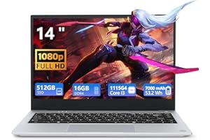 Ekonavi Ordenador Portátil de Metal, Core i3-1115G4 CPU 16 GB RAM 512 GB SSD, PC portátil con Pantalla de 14 Pulgadas 1920x1080 IPS, 2*Type-C, 2*USB3.2, batería de 7000 mAh, HDMI, Wi-Fi 6 Laptop