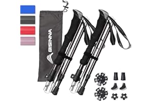 BISINNA Trekking Poles- 2pc/set Folding Aluminum Walking Sticks Hiking Sticks with Quick Lock System, Collapsible, Adjustable, Lightweight for Camping Mountaineering Hiking (2 Length)