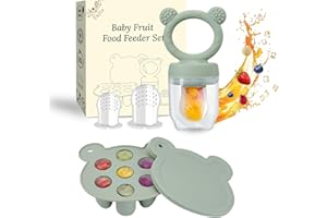 Zufio Grignoteuse bébé - sans BPA Tetine grignoteuse bébé 4M+ moule à glace au lait maternel conservation lait maternel - alimentateur de fruits en silicone (Green)