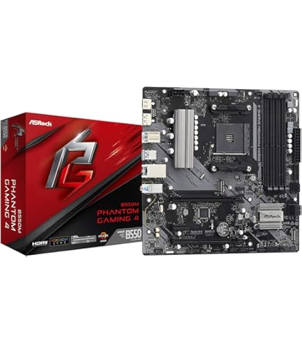 Asrock B550 Phantom Gaming 4 Motherboard, Supports 3rd Gen AMD4
