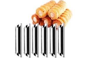 CHAWHO 20pcs Moule Cannoli en Acier Inoxydable, Moules à Pâtisserie Cannoli Moule Pain Tube Croissant Corne gâteau Pain pour Cannoli, Feuilletés, Crème Glacé #3