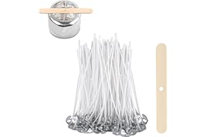 ALLAVA 100 Stück Kerzendochte für Kerzen, 12cm Kerzendochte mit Dochthalter aus Holz, Natürliche Bio Baumwolle, Vorgewachst mit Soja Wachs, Kerzen Docht für Die Kerzenherstellung Candle DIY