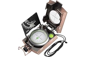 Proster Profesjonalny kompas do wędrówek, wojskowy, z nożem pod brodę, kompas z wizjerem, wykonany z metalu, kompas nawigacyjny z torbą do noszenia, na kemping, wędrówki, geologię