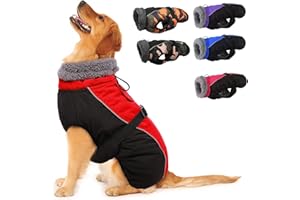 HJYOKUSO Manteau d'hiver pour Chien, Veste ImperméAble pour Chien, Veste d'hiver Chaude avec Doublure en Polaire, Manteau RéFlecteur Ajustable Et Confortable avec Trou pour Harnais pour Petits Et Moyens Chien