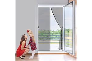 AIPPEI Zanzariera Magnetica per Porte 80x270 cm Tenda Totalmente Magnetica, per porta del balcone, soggiorno, della terrazza, montaggio adesivo, Versione-2023, Nero