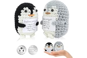 HNCY Pocket Hug Pinguino Positivo,Positive Pinguino per Supporto Emotivo,Pinguini Motivazionale con Moneta Fortunata,Regalo Originale e Divertente Per Valentino Amica Sorella (Coppia Pinguino B)