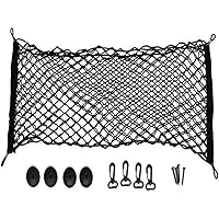 BUYGOO Kofferraum Netz Auto Gepäcknetz - Elastisch Nylon Kofferraumnetz Schutznetz mit 4 Haken, 90-130 x 40cm Kofferraum…