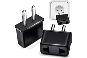 Retoo Adaptateur Prise US vers EU Voyage Europe Deutschland France USA Americaine 2 Broches fiche d'adaptation Voyageur Noir