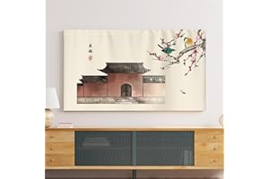 Treer Cubierta Antipolvo para TV, Universal Funda para Televisor Cubierta de Televisión Elástico Protector Pantalla de Funda para 22 a 75 Pulgadas (Pintura a tinta 4,65 pulgadas)