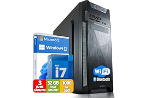 ‎GMR Ultra Intel i7 PC - Schneller Rechner + Computer für Büro & Home Office mit 32GB RAM/Arbeitsspeicher - 512GB SSD - DVD+RW - USB3.0 - WiFi 600 und Bluetooth 5 - Win 11 Pro