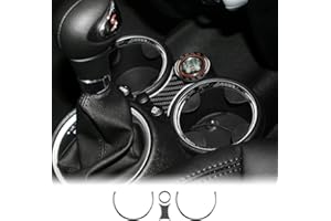 KUNGKIC Real Carbon Fiber Car Center Console Cup Decoration Frame Trim Interior Trim for Mini Cooper Clubman R55 R56 R57 Accessories (Black)