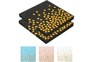 Bohoray 40 Pcs 13 Inch Gold Polka Dot Paper Napkins, Cocktail Napkins, Party Napkins, Wedding Napkins, Black and Gold Napkins, Serviettes Napkins for Birthday Hen Party Wedding Anniversary