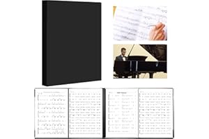 SUNOYA Classeur à partitions 4 côtés pliable, format A4, 52 pochettes transparentes, noir, dossier de présentation, pupitre de musique pour instrumentaliste
