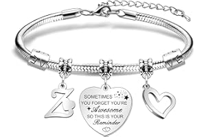 Awyuan Inspirational Gifts A-Z Reminder Bracelet Gifts on Birthday Christmas Graduation for Girls Women Friends Sisters Daughters Aunt Mum Granddaughter Chilrdren